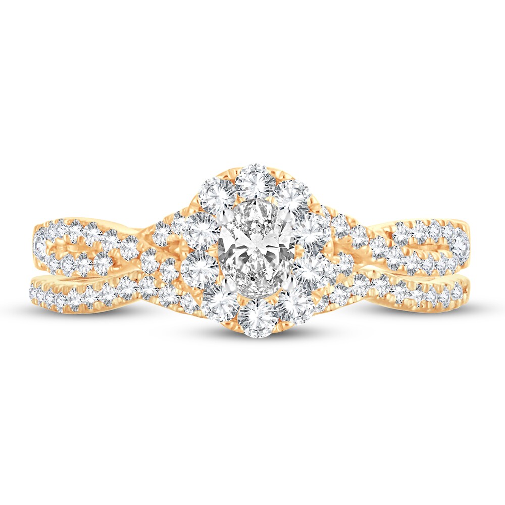 Diamond Bridal Set 3/4 ct tw Oval/Round-cut 14K Yellow Gold MklvtDGh Diamond Bridal Set 3/4 ct tw Oval/Round-cut 14K Yellow Gold MklvtDGh
