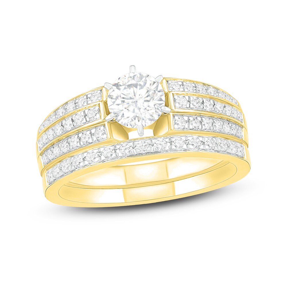 Diamond Bridal Set 1 ct tw Round 14K Yellow Gold MlJnyPdM Diamond Bridal Set 1 ct tw Round 14K Yellow Gold MlJnyPdM