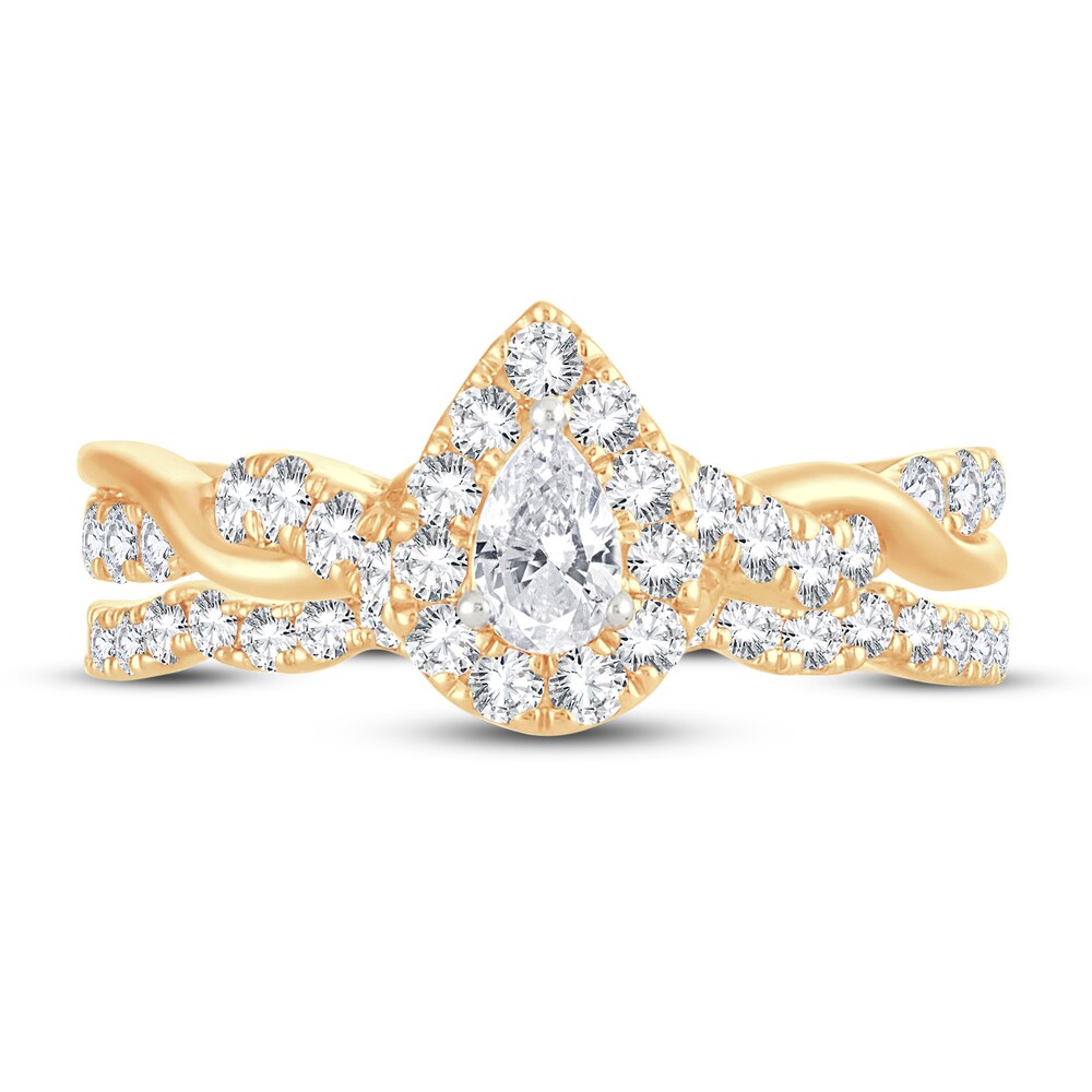Diamond Bridal Set 1 ct tw Pear-shaped/Round-cut 14K Yellow Gold Mti1yqOG Diamond Bridal Set 1 ct tw Pear-shaped/Round-cut 14K Yellow Gold Mti1yqOG