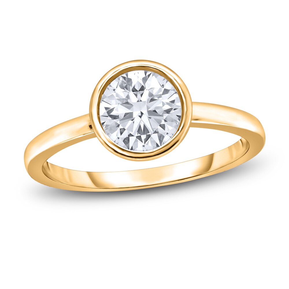 Diamond Solitaire Engagement Ring 3/4 ct tw Bezel-Set Round 14K Yellow Gold (I2/I) MuM797fd Diamond Solitaire Engagement Ring 3/4 ct tw Bezel-Set Round 14K Yellow Gold (I2/I) MuM797fd