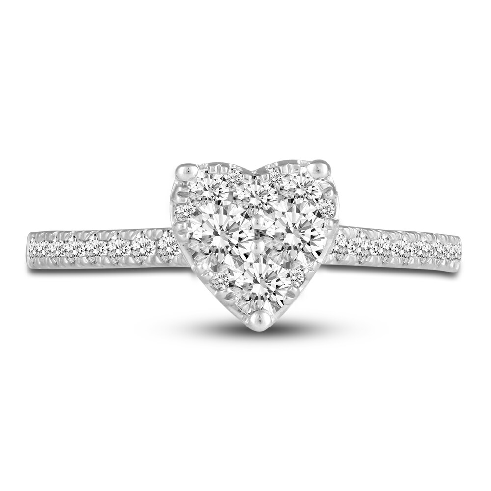 Diamond Heart Engagement Ring 3/4 ct tw Round 14K White Gold MxlXJuXg Diamond Heart Engagement Ring 3/4 ct tw Round 14K White Gold MxlXJuXg