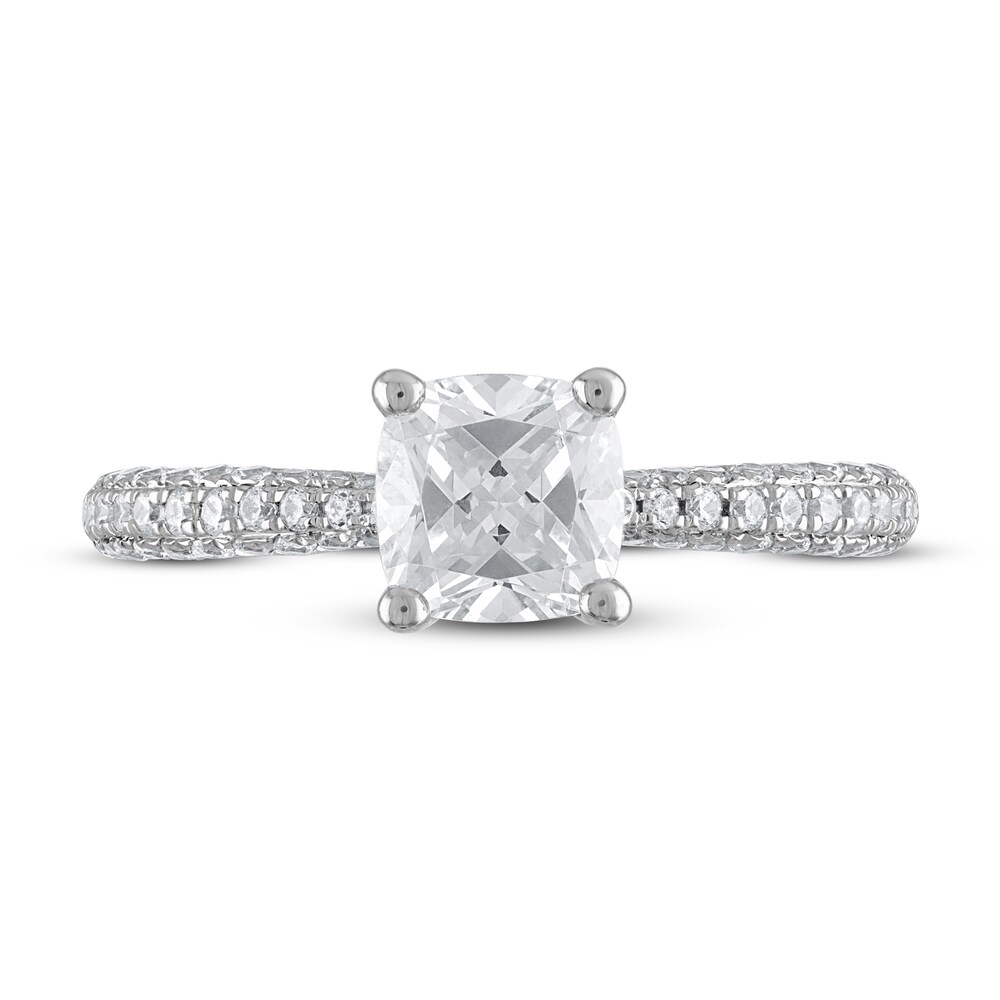 Diamond Engagement Ring 1-3/8 ct tw Cushion/Round 14K White Gold NjBn8s3d Diamond Engagement Ring 1-3/8 ct tw Cushion/Round 14K White Gold NjBn8s3d