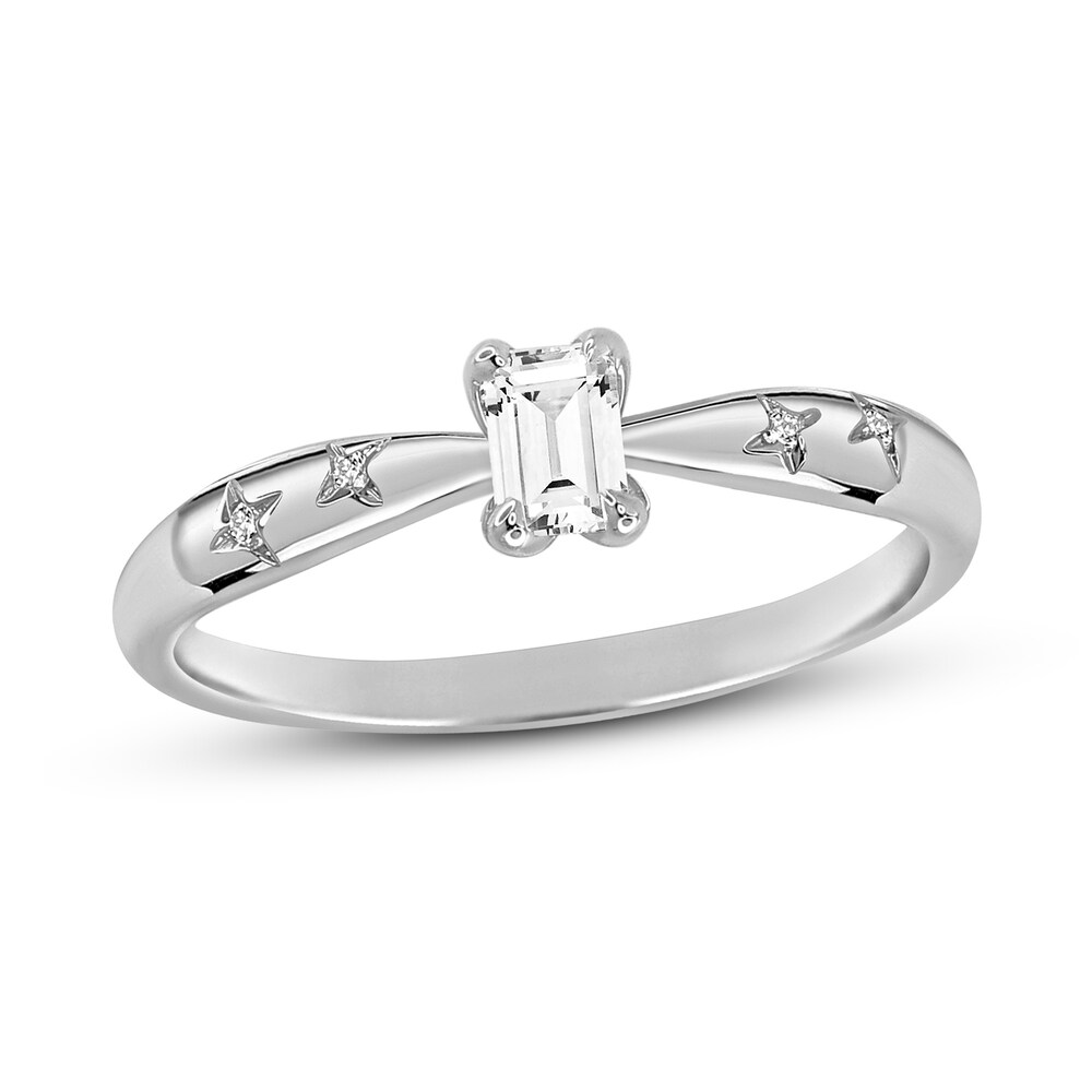 Diamond Engagement Ring 1/3 ct tw Round/Emerald 14K White Gold NjJjZ7wq