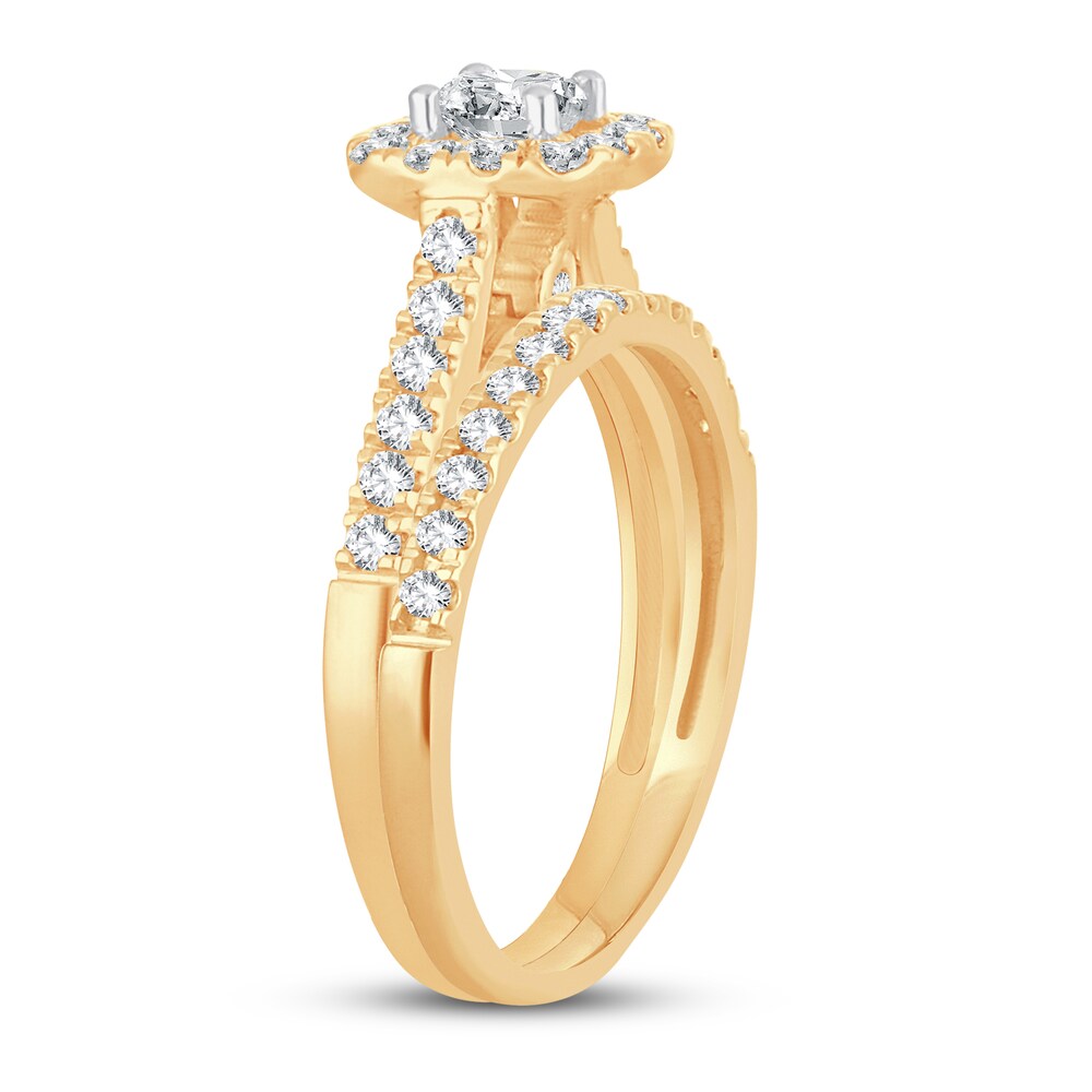 Diamond Bridal Set 1 ct tw Round 14K Yellow Gold NkswHkRv Diamond Bridal Set 1 ct tw Round 14K Yellow Gold NkswHkRv