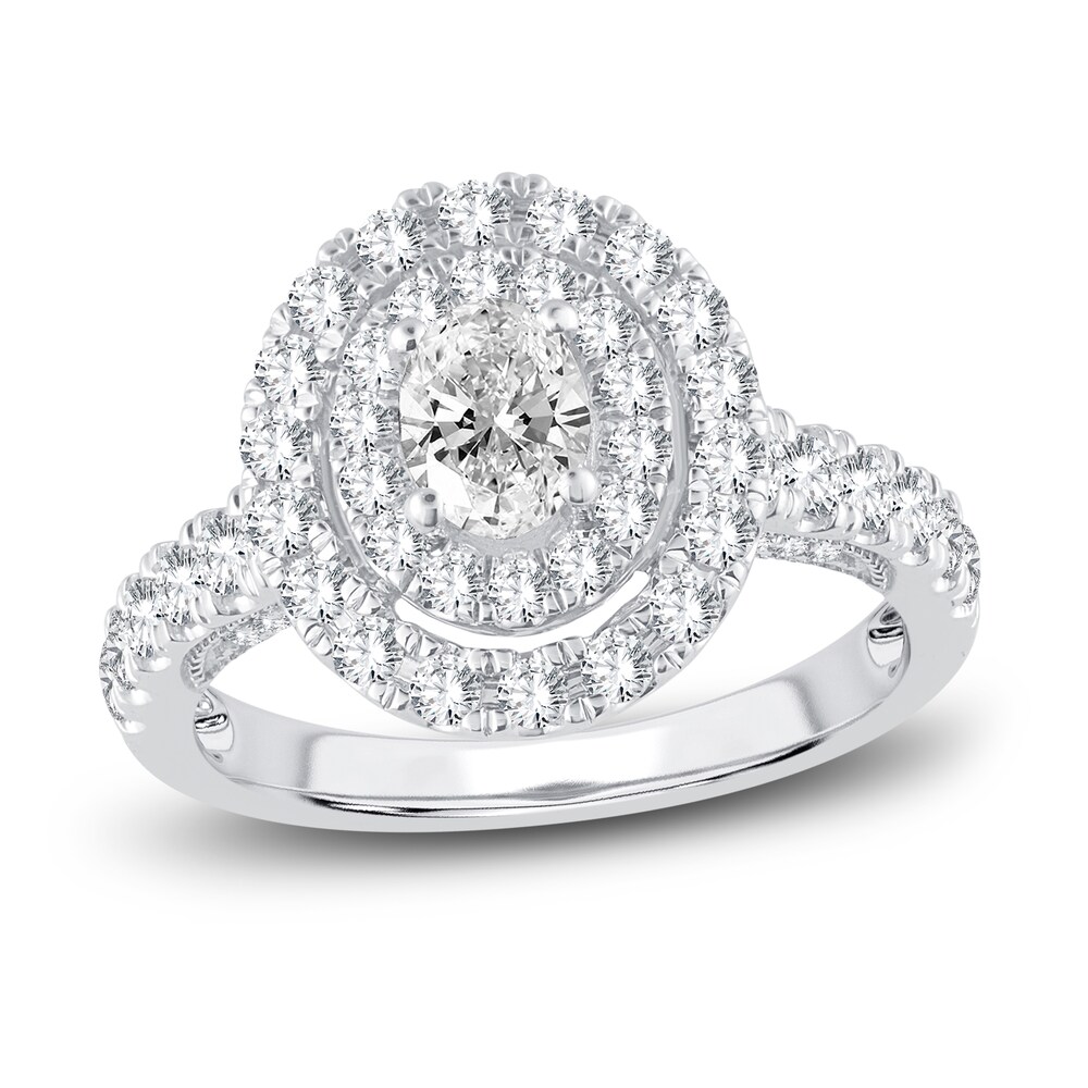 Diamond Double Halo Engagement Ring 1-1/2 ct tw Oval/Round 14K White Gold OQLZBGsf Diamond Double Halo Engagement Ring 1-1/2 ct tw Oval/Round 14K White Gold OQLZBGsf