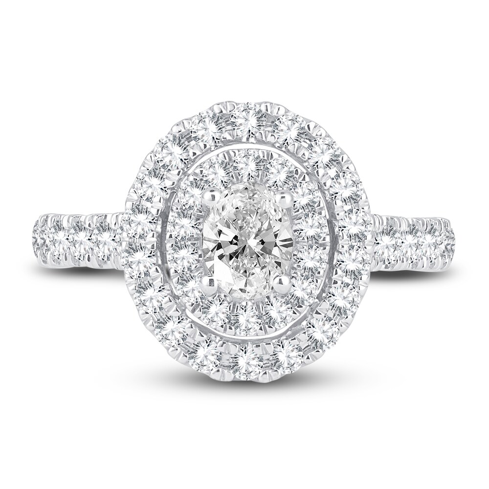 Diamond Double Halo Engagement Ring 1-1/2 ct tw Oval/Round 14K White Gold OQLZBGsf Diamond Double Halo Engagement Ring 1-1/2 ct tw Oval/Round 14K White Gold OQLZBGsf