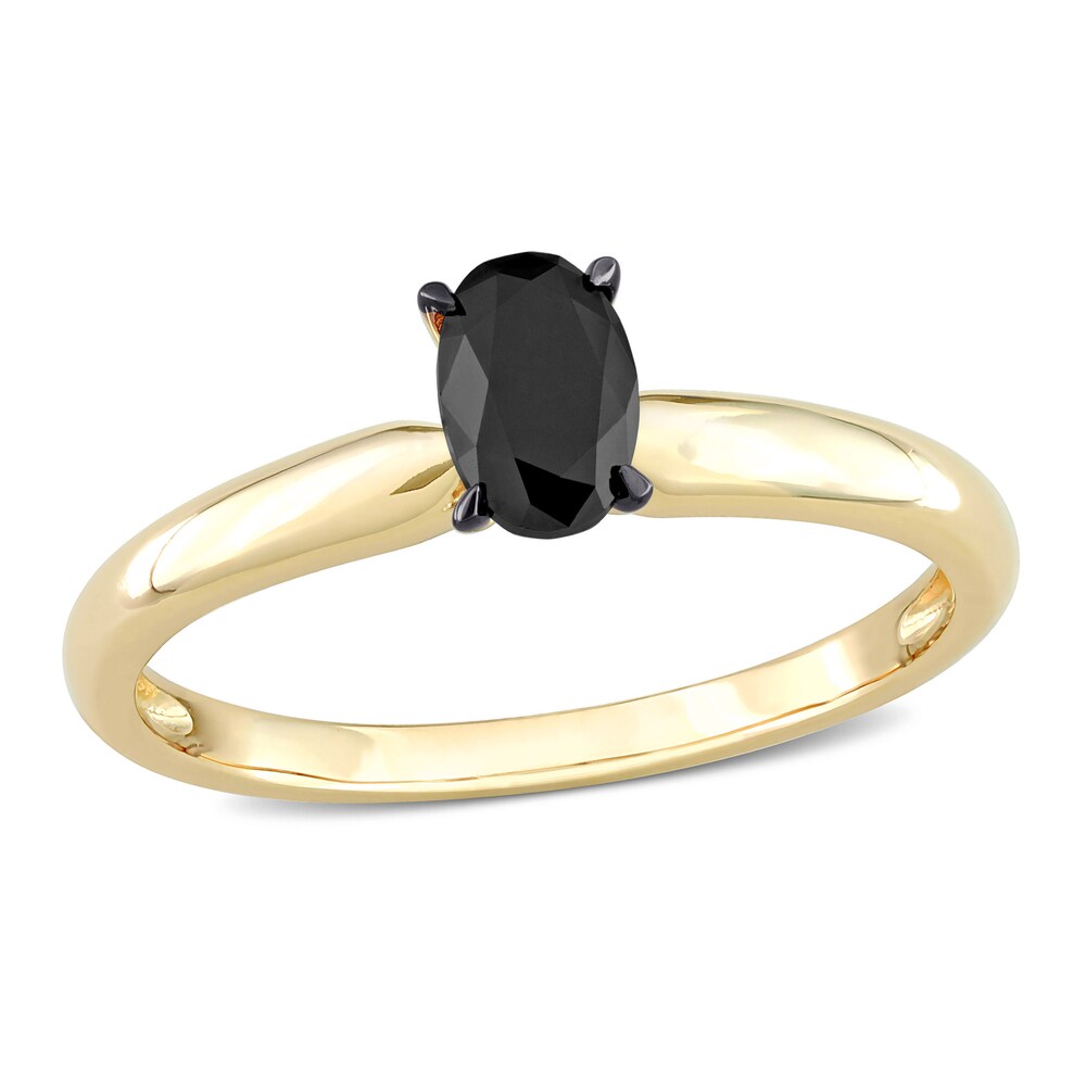 Black Diamond Solitaire Engagement Ring 1/2 ct tw Oval-cut 14K Yellow Gold Olhjv8pj Black Diamond Solitaire Engagement Ring 1/2 ct tw Oval-cut 14K Yellow Gold Olhjv8pj
