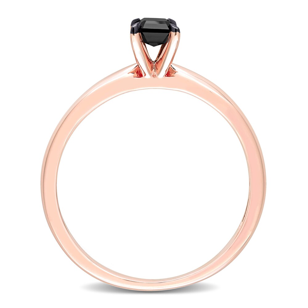 Black Diamond Solitaire Engagement Ring 1/2 ct tw Emerald-cut 14K Rose Gold On4rXone Black Diamond Solitaire Engagement Ring 1/2 ct tw Emerald-cut 14K Rose Gold On4rXone