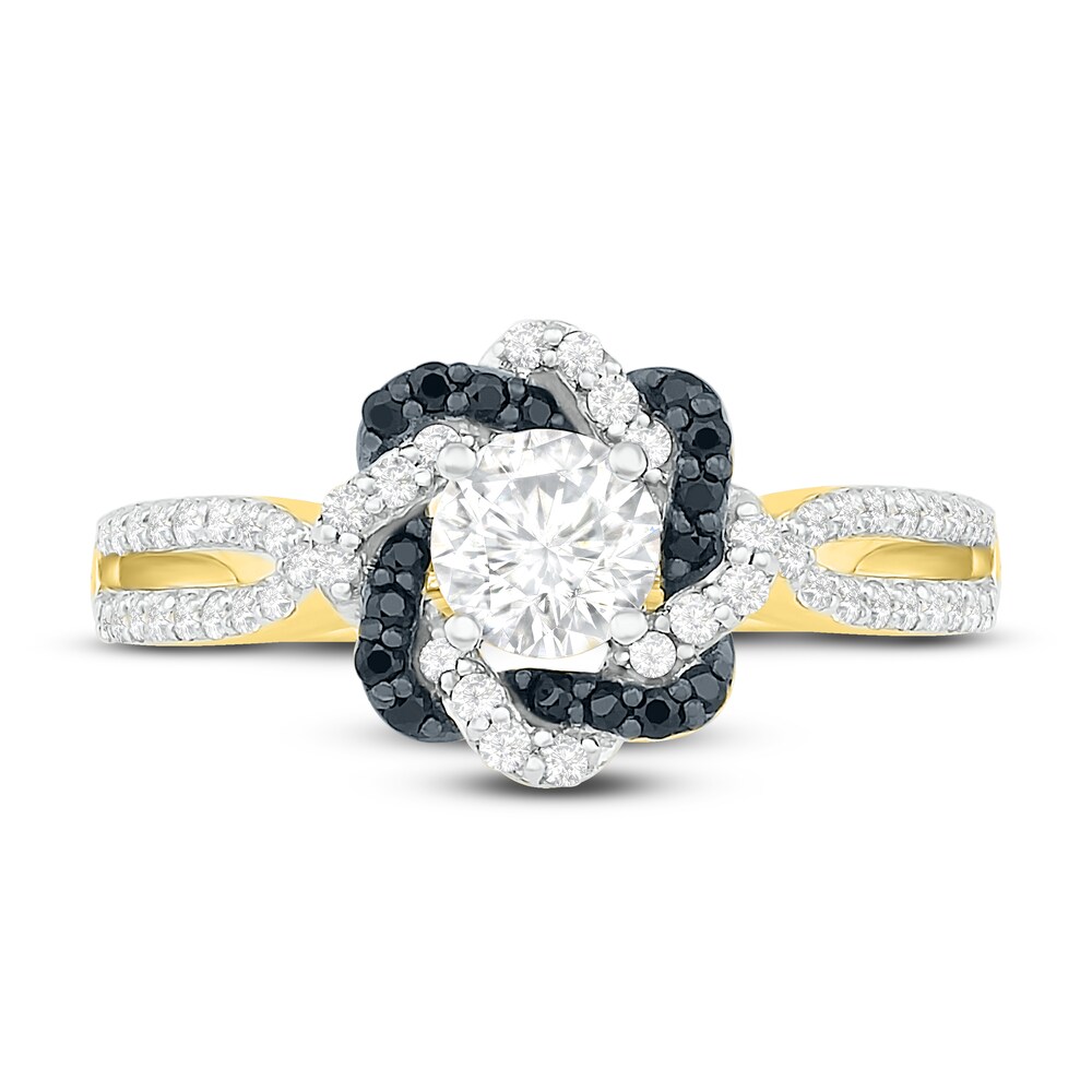 Black Diamond Engagement Ring 3/4 ct tw Round 14K Yellow Gold OuCouoZL Black Diamond Engagement Ring 3/4 ct tw Round 14K Yellow Gold OuCouoZL