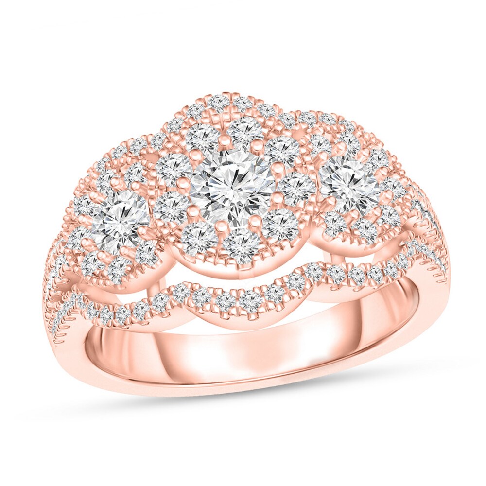 Diamond 3-Stone Ring 1 1/5 ct tw Round-cut 14K Rose Gold P4ZrOQYO Diamond 3-Stone Ring 1 1/5 ct tw Round-cut 14K Rose Gold P4ZrOQYO