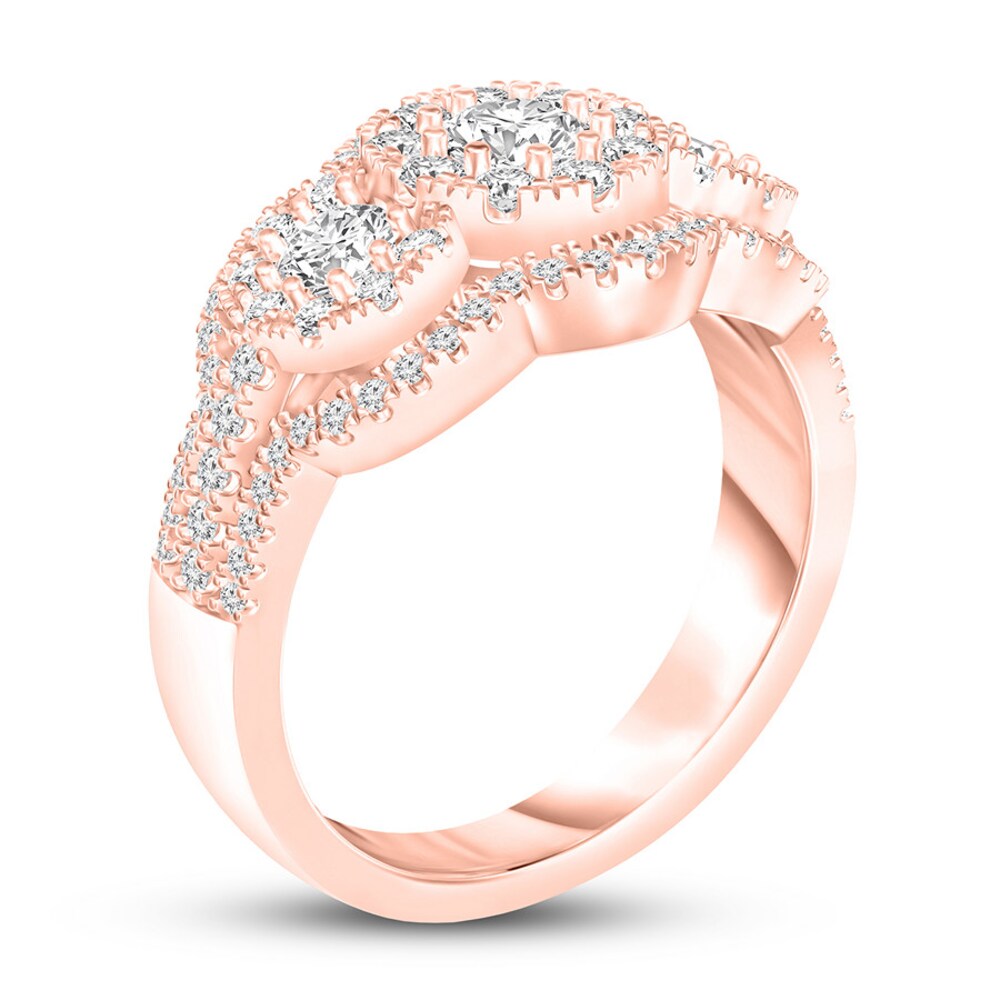Diamond 3-Stone Ring 1 1/5 ct tw Round-cut 14K Rose Gold P4ZrOQYO Diamond 3-Stone Ring 1 1/5 ct tw Round-cut 14K Rose Gold P4ZrOQYO