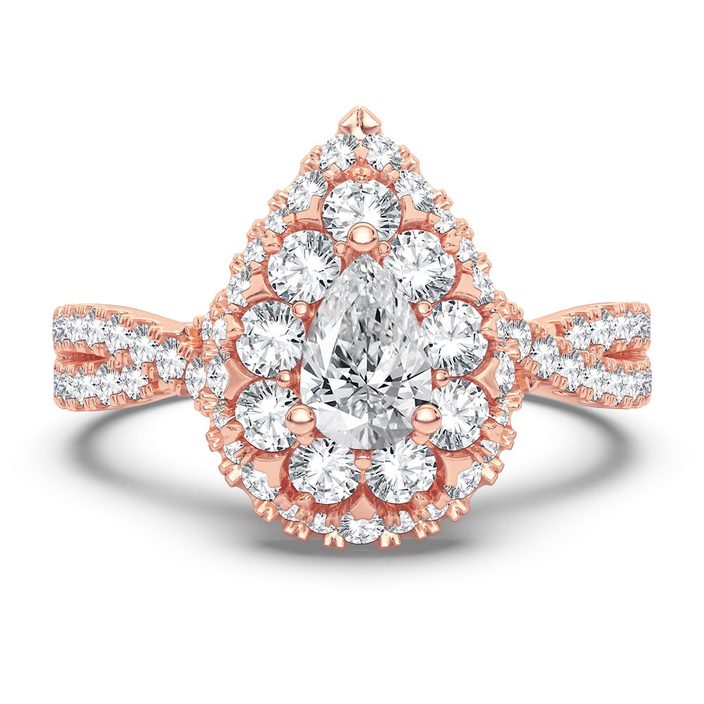 Diamond Double Halo Engagement Ring 1 ct tw Pear/Round 14K Rose Gold P9gyGz32 Diamond Double Halo Engagement Ring 1 ct tw Pear/Round 14K Rose Gold P9gyGz32