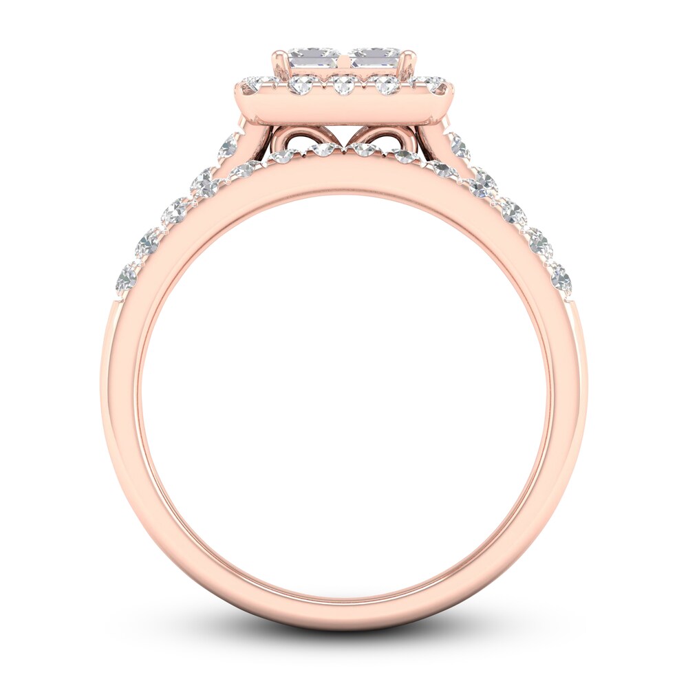 Diamond Bridal Set 1-1/4 ct tw Princess/Round 14K Rose Gold PDXJXNY7 Diamond Bridal Set 1-1/4 ct tw Princess/Round 14K Rose Gold PDXJXNY7