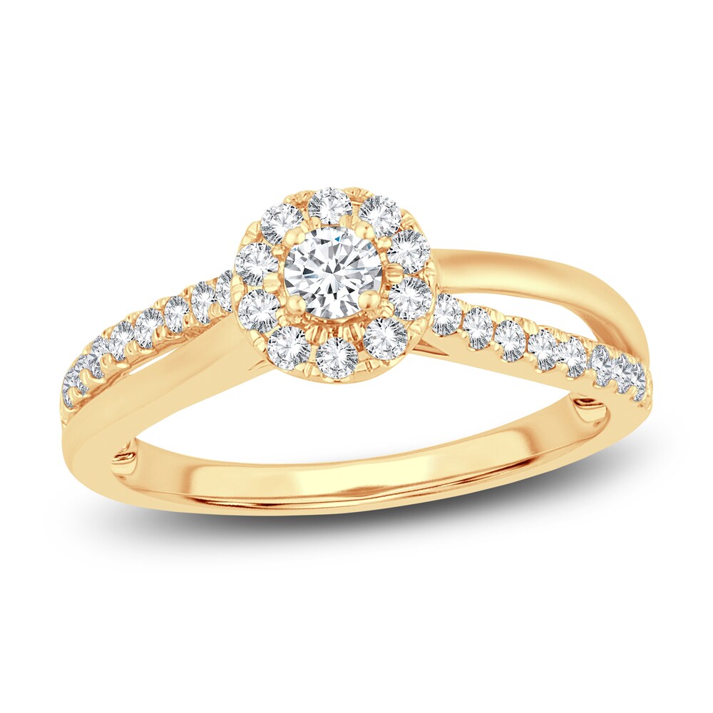 Diamond Halo Ring 1/2 ct tw Round 14K Yellow Gold PFeJKXc0 Diamond Halo Ring 1/2 ct tw Round 14K Yellow Gold PFeJKXc0