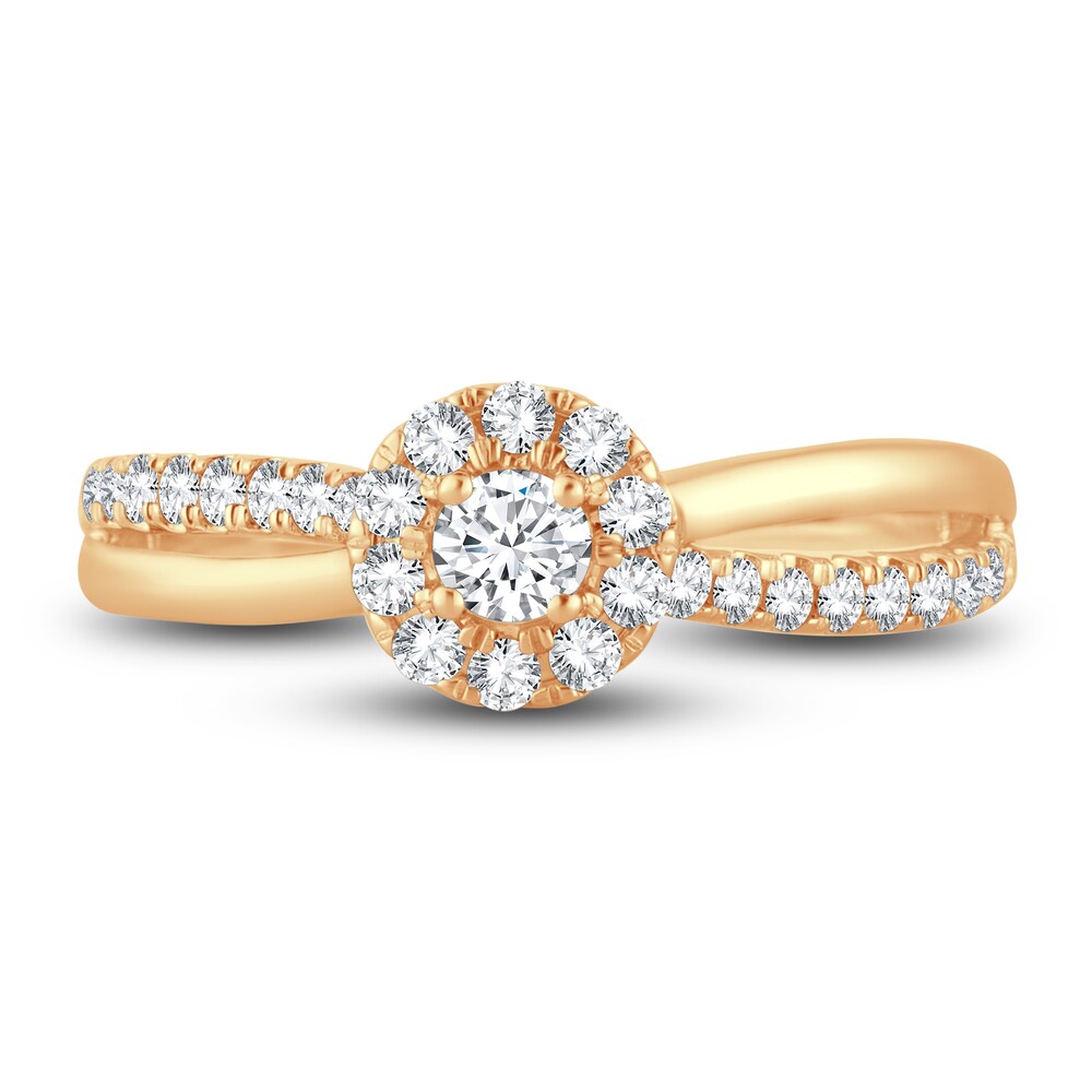 Diamond Halo Ring 1/2 ct tw Round 14K Yellow Gold PFeJKXc0 Diamond Halo Ring 1/2 ct tw Round 14K Yellow Gold PFeJKXc0