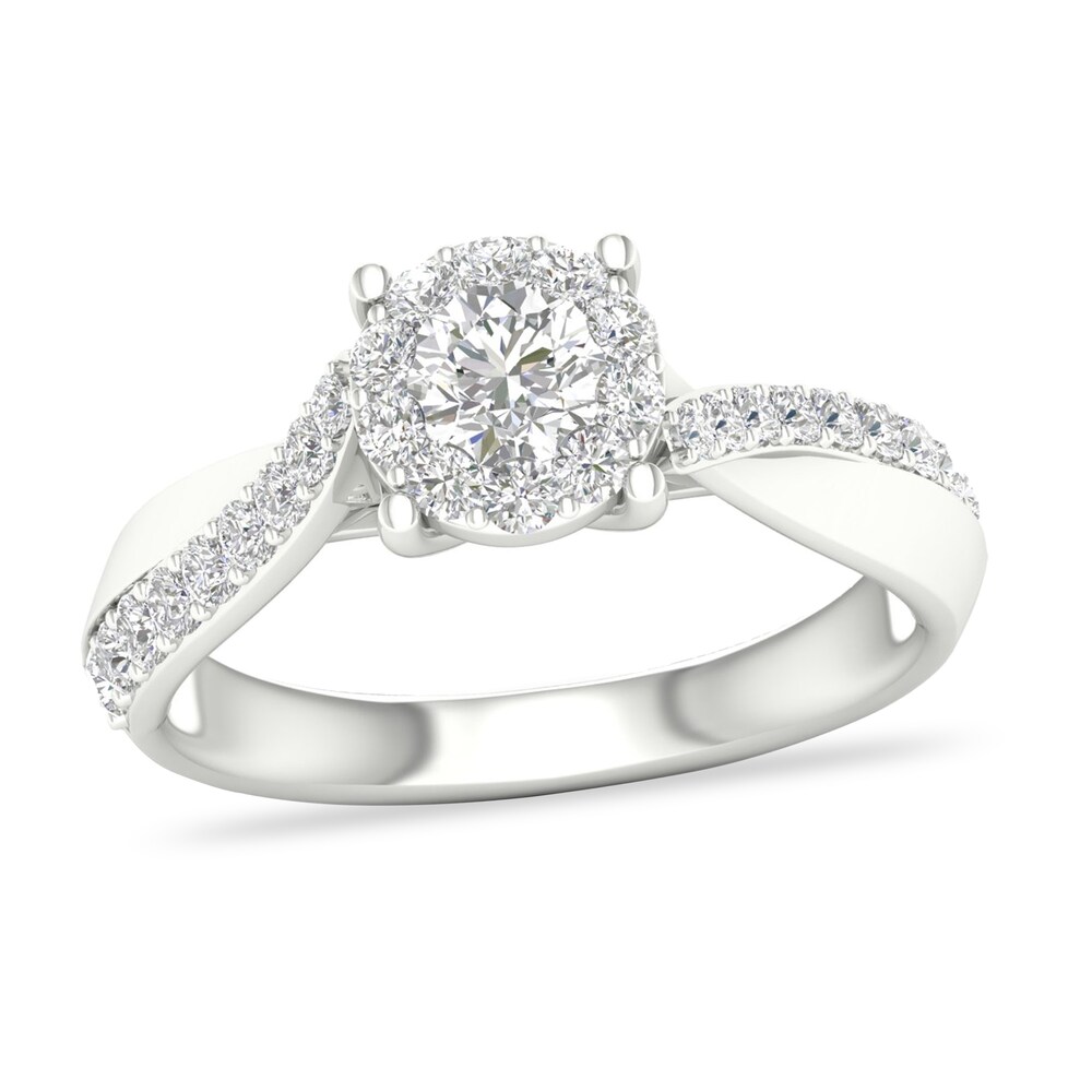 Diamond Ring 3/4 ct tw Round-cut 14K White Gold PKV4H1kx Diamond Ring 3/4 ct tw Round-cut 14K White Gold PKV4H1kx