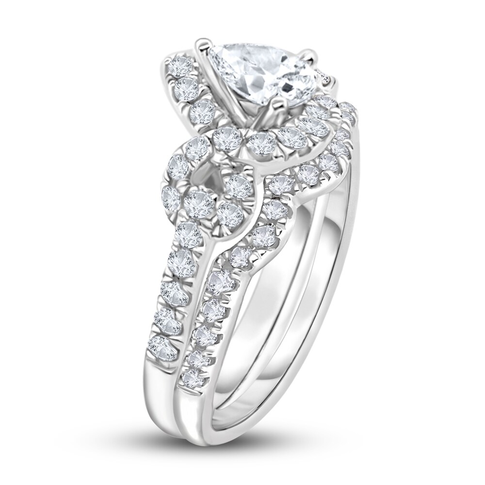 Diamond Bridal Set 7/8 ct tw Pear/Round 14K White Gold PkUHbw4d