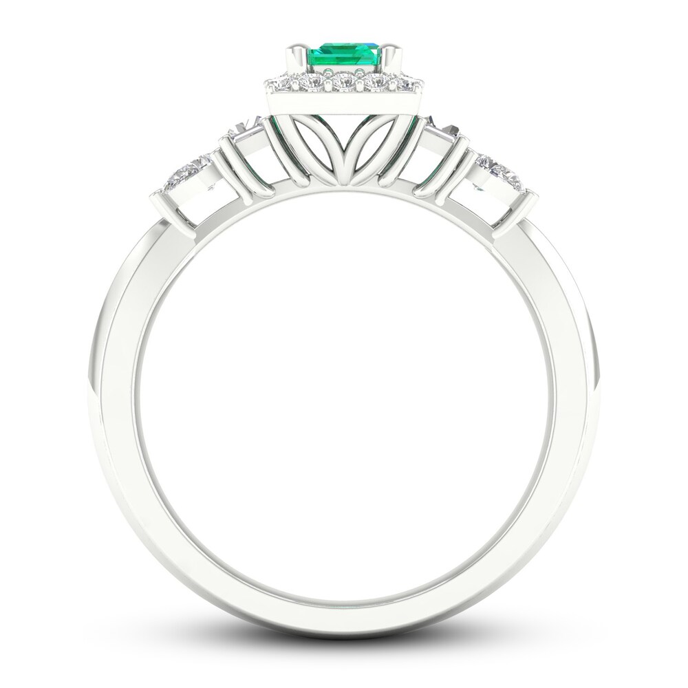 Natural Emerald Ring 1/3 ct tw Diamonds 14K White Gold Ps0PSSUT Natural Emerald Ring 1/3 ct tw Diamonds 14K White Gold Ps0PSSUT