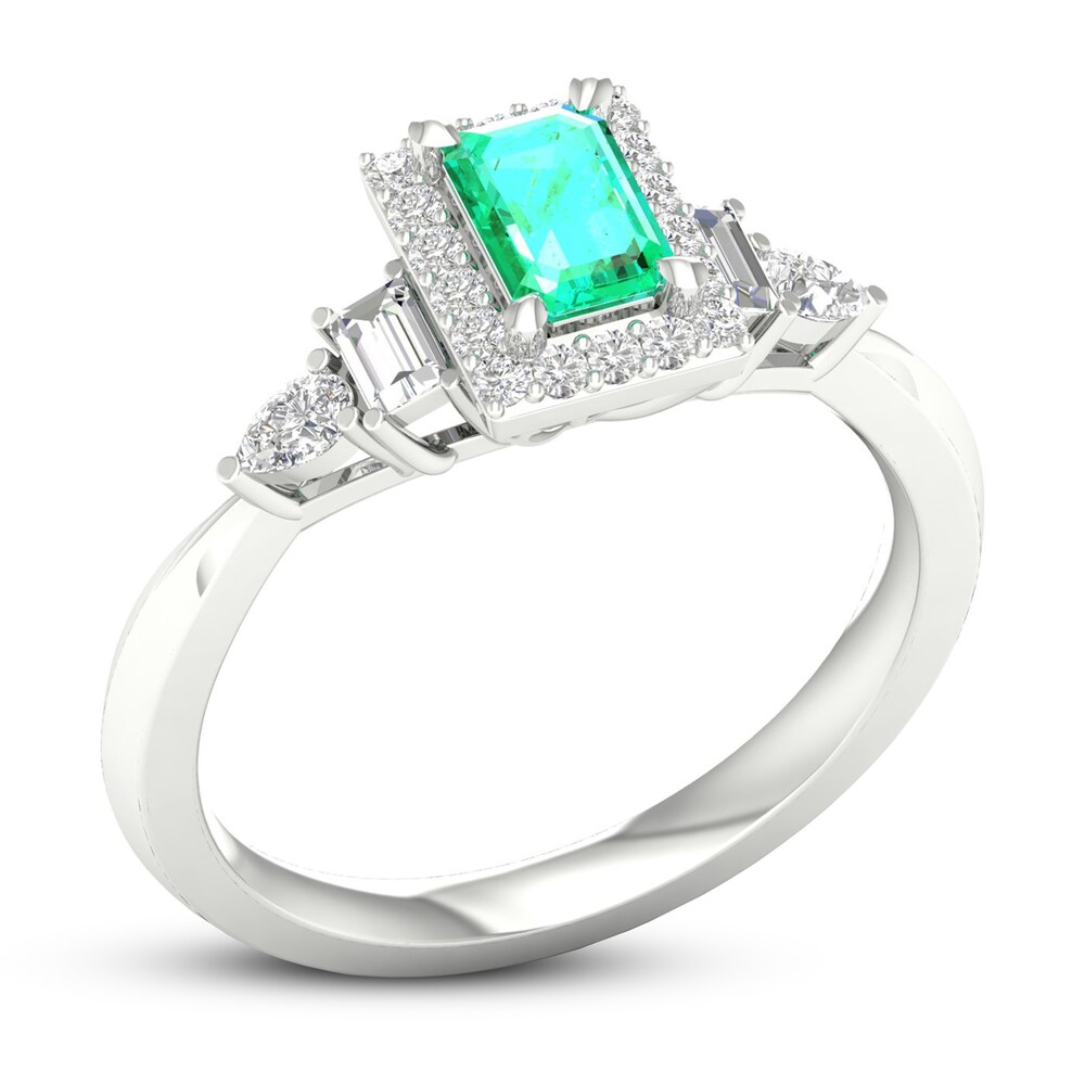 Natural Emerald Ring 1/3 ct tw Diamonds 14K White Gold Ps0PSSUT Natural Emerald Ring 1/3 ct tw Diamonds 14K White Gold Ps0PSSUT