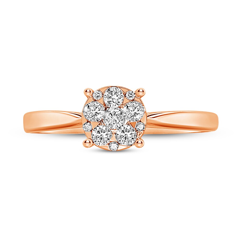 Diamond Engagement Ring 1/4 ct tw Round 14K Rose Gold Pvec3oAV