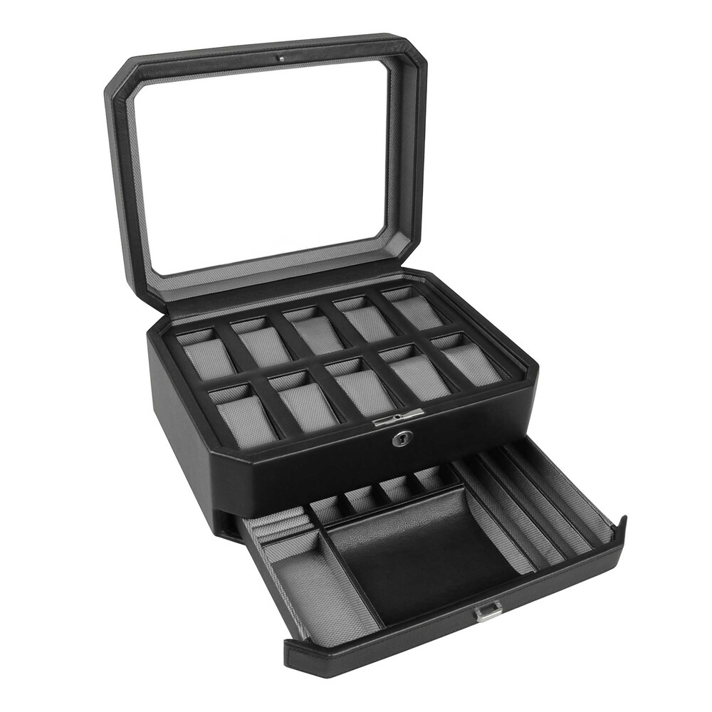 WOLF Windsor 10 Piece Watch Box with Drawer Black Vegan Leather PwVNkF0h WOLF Windsor 10 Piece Watch Box with Drawer Black Vegan Leather PwVNkF0h