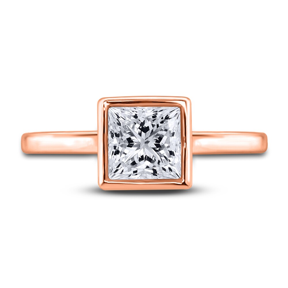 Diamond Solitaire Engagement Ring 1 ct tw Bezel-Set Princess 14K Rose Gold (I2/I) QExF3Dp9 Diamond Solitaire Engagement Ring 1 ct tw Bezel-Set Princess 14K Rose Gold (I2/I) QExF3Dp9