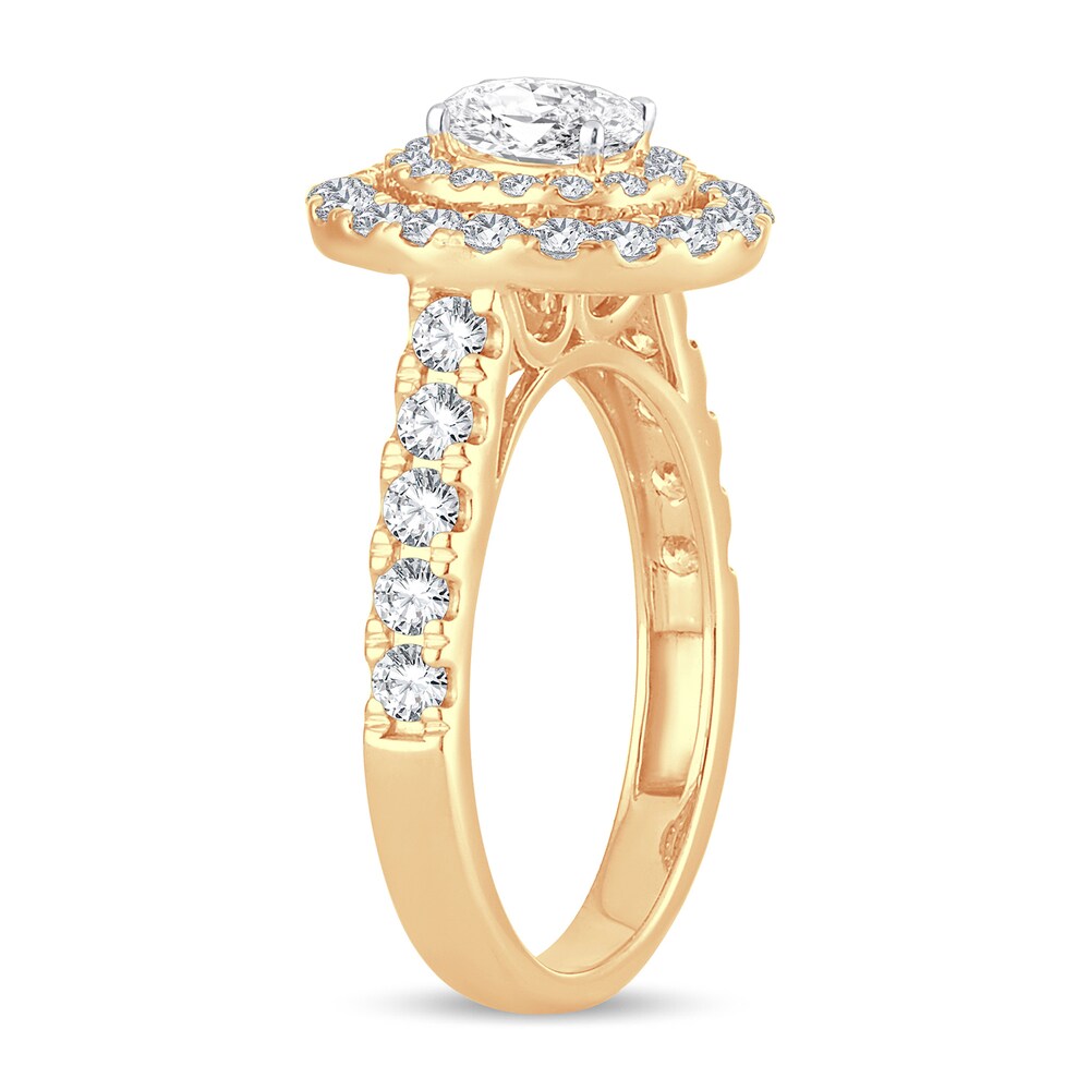 Diamond Ring 1-1/2 ct tw Oval 14K Yellow Gold Qajr1jll Diamond Ring 1-1/2 ct tw Oval 14K Yellow Gold Qajr1jll