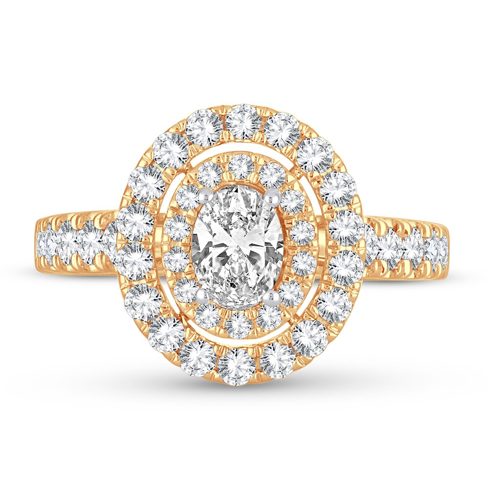 Diamond Ring 1-1/2 ct tw Oval 14K Yellow Gold Qajr1jll Diamond Ring 1-1/2 ct tw Oval 14K Yellow Gold Qajr1jll