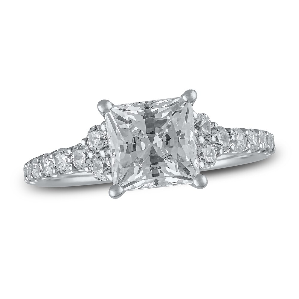 Lab-Created Diamond Engagement Ring 2 ct tw Princess/Round 14K White Gold QjaIOIHU Lab-Created Diamond Engagement Ring 2 ct tw Princess/Round 14K White Gold QjaIOIHU