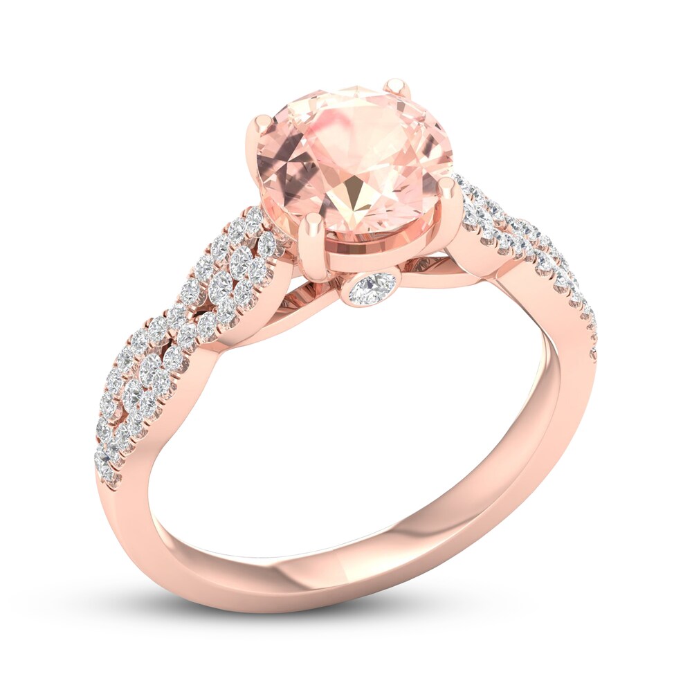 Morganite Engagement Ring 1/3 ct tw Diamonds 14K Rose Gold QxBThZri Morganite Engagement Ring 1/3 ct tw Diamonds 14K Rose Gold QxBThZri