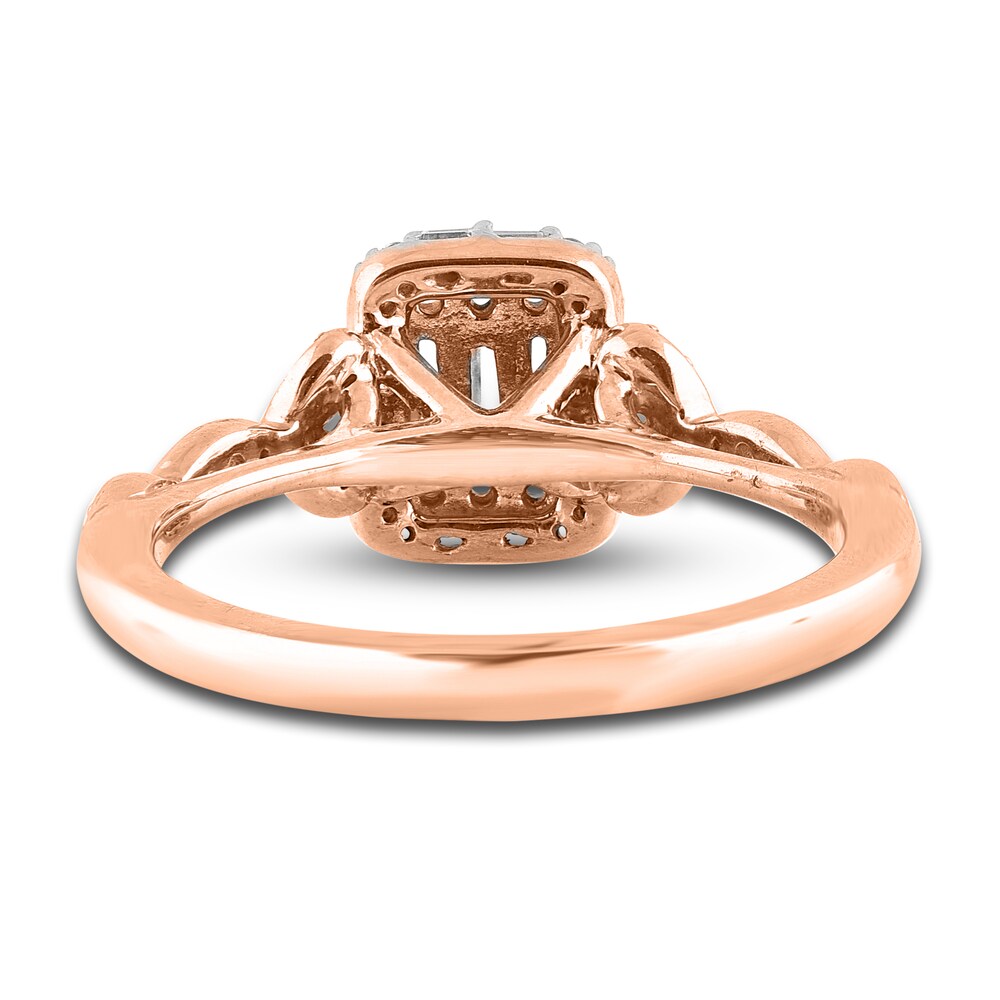 Diamond Engagement Ring 3/8 ct tw Baguette/Round 14K Rose Gold R0U9mato