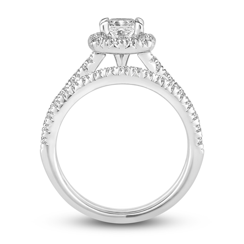 Diamond Bridal Set 1-1/2 ct tw Princess/Round 14K White Gold R83UlKWd Diamond Bridal Set 1-1/2 ct tw Princess/Round 14K White Gold R83UlKWd