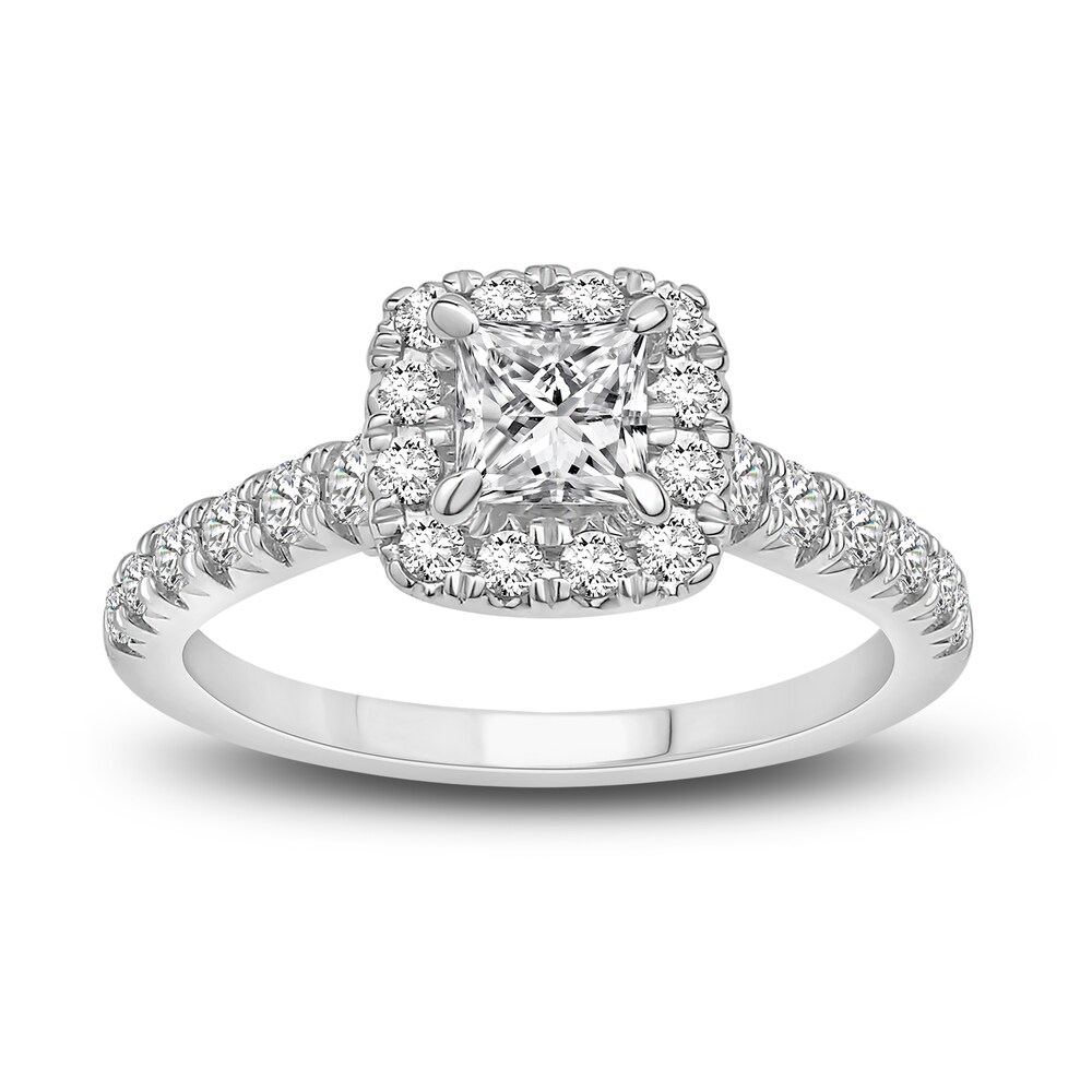 Diamond Bridal Set 1-1/2 ct tw Princess/Round 14K White Gold R83UlKWd Diamond Bridal Set 1-1/2 ct tw Princess/Round 14K White Gold R83UlKWd