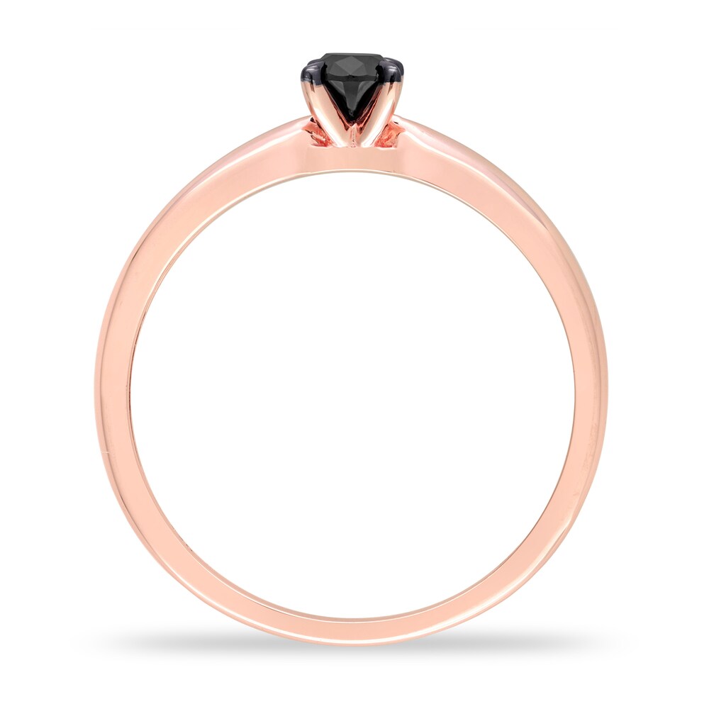Black Diamond Solitaire Engagement Ring 1/4 ct tw Round-cut 14K Rose Gold RIhkYBJY Black Diamond Solitaire Engagement Ring 1/4 ct tw Round-cut 14K Rose Gold RIhkYBJY