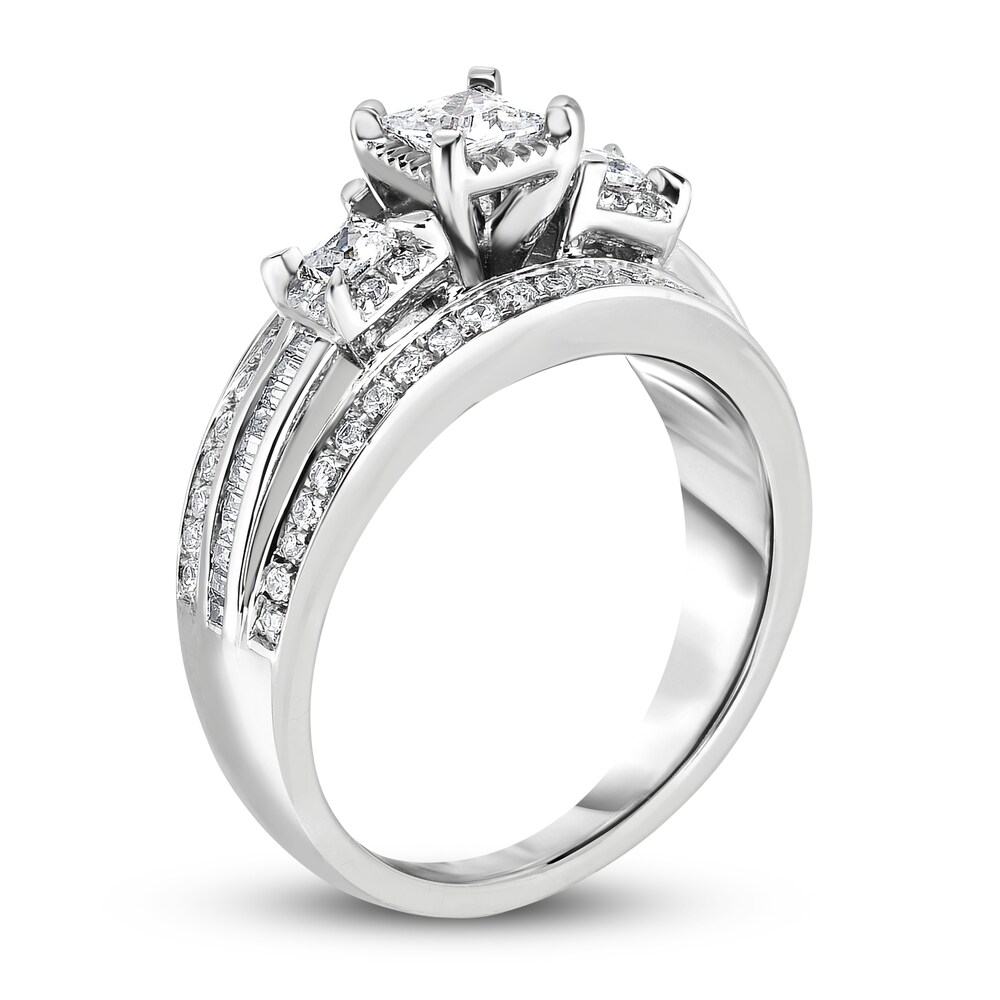 Diamond Engagement Ring 1 ct tw Princess, Baguette & Round 14K White Gold RfaO4Yd2 Diamond Engagement Ring 1 ct tw Princess, Baguette & Round 14K White Gold RfaO4Yd2