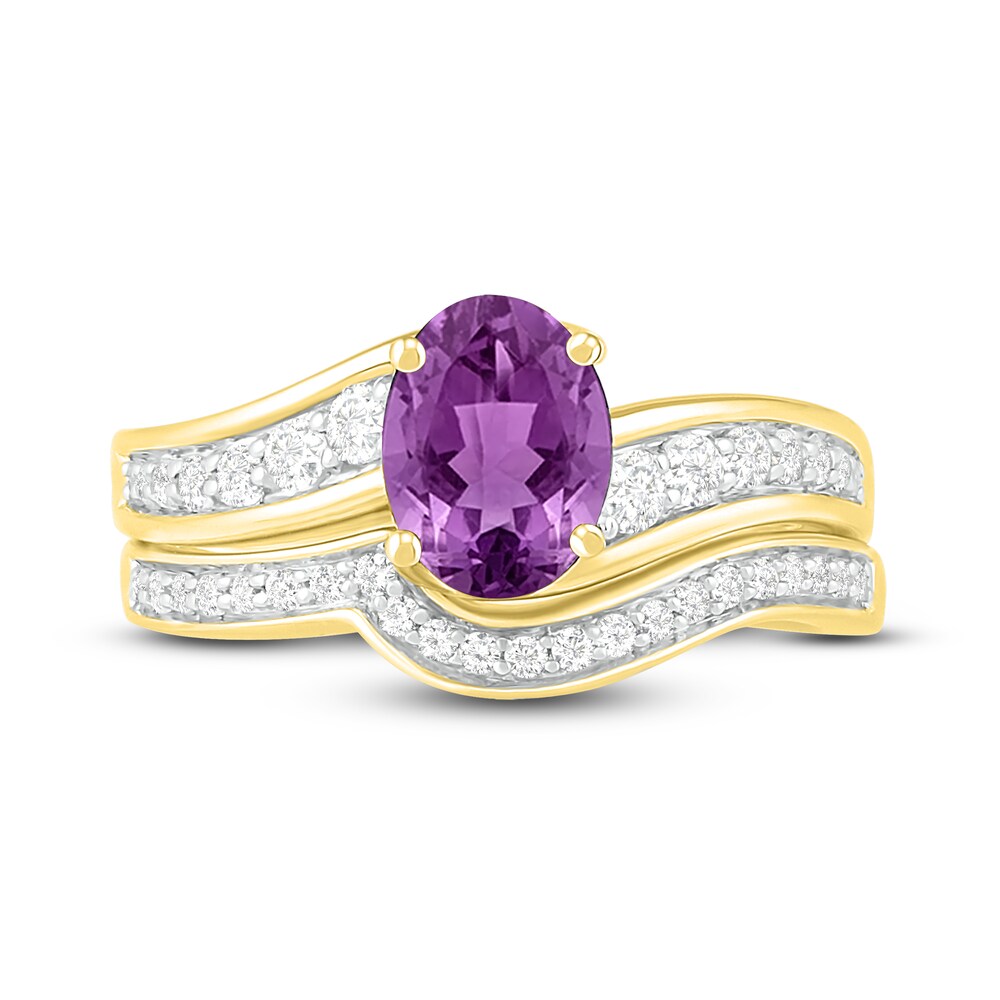 Natural Amethyst Bridal Set 3/8 ct tw Diamonds 14K Yellow Gold RyuA8j8d Natural Amethyst Bridal Set 3/8 ct tw Diamonds 14K Yellow Gold RyuA8j8d