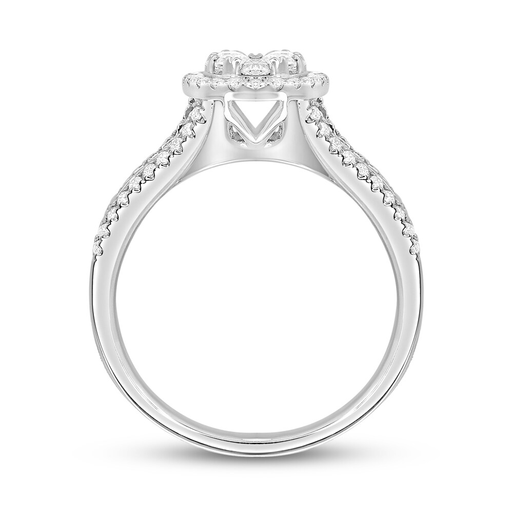 Diamond Engagement Ring 1 ct tw Round/Baguette 14K White Gold S43uN06y Diamond Engagement Ring 1 ct tw Round/Baguette 14K White Gold S43uN06y