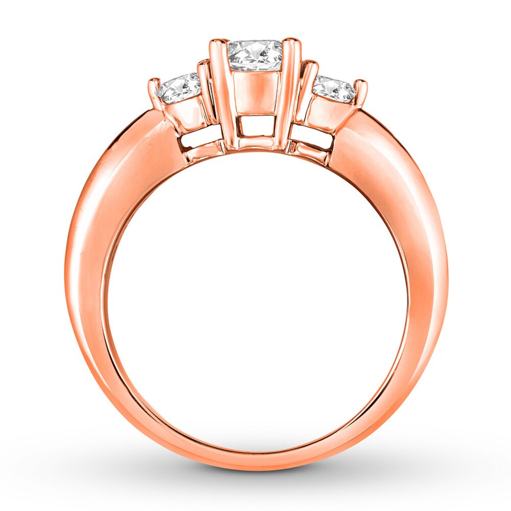 Diamond Engagement Ring 7/8 ct tw Round-cut 14K Rose Gold SOQOaYuq