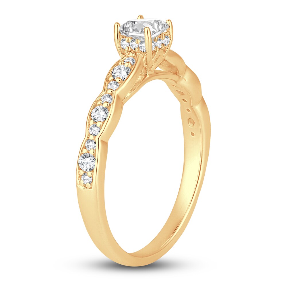 Diamond Engagement Ring 5/8 ct tw Princess/Round 14K Yellow Gold Seh86AY5 Diamond Engagement Ring 5/8 ct tw Princess/Round 14K Yellow Gold Seh86AY5