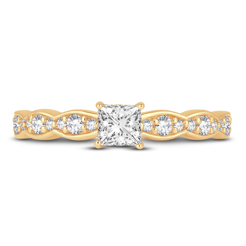 Diamond Engagement Ring 5/8 ct tw Princess/Round 14K Yellow Gold Seh86AY5 Diamond Engagement Ring 5/8 ct tw Princess/Round 14K Yellow Gold Seh86AY5