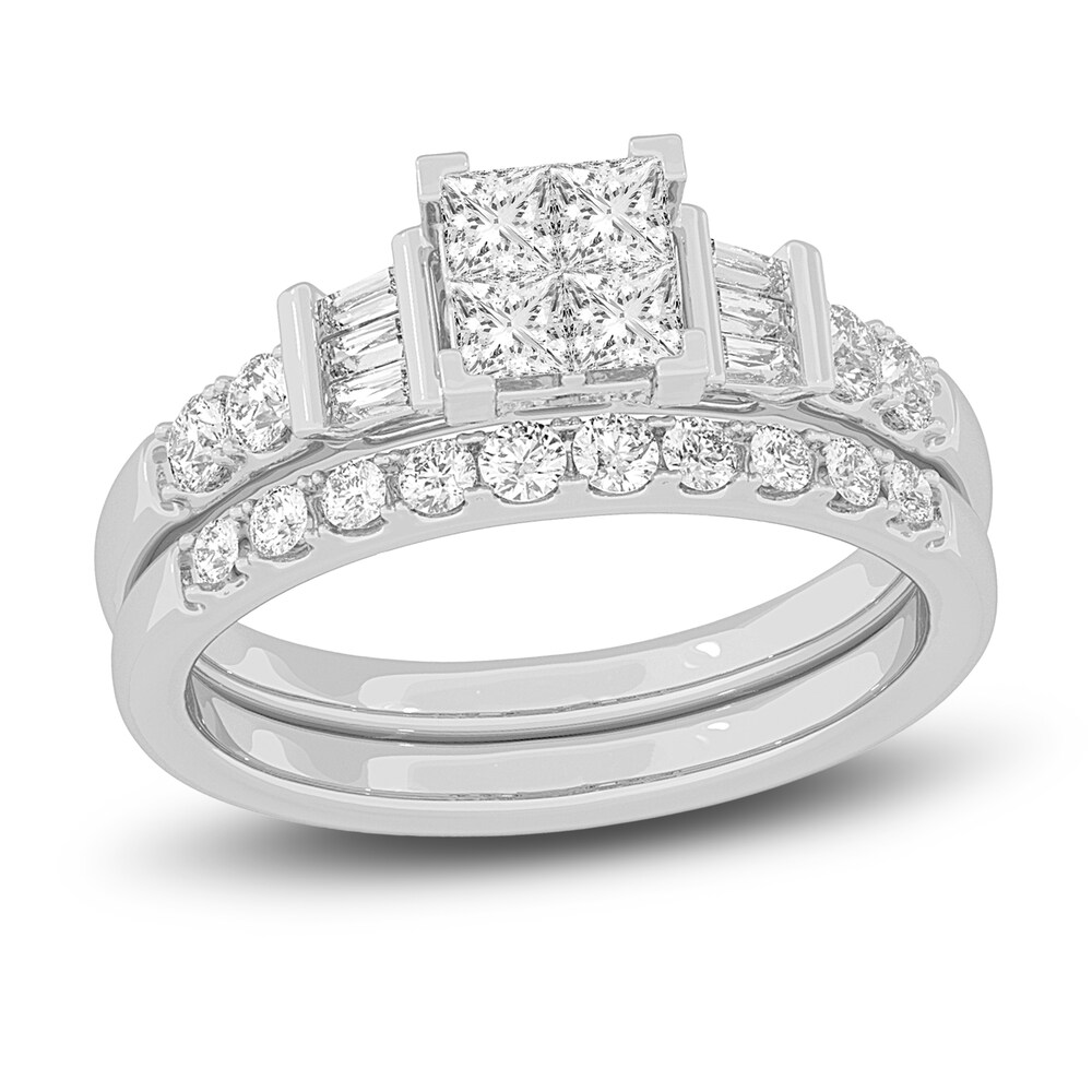 Diamond Bridal Set 1 ct tw Princess/Baguette/ Round 14K White Gold Sgjpvxb0 Diamond Bridal Set 1 ct tw Princess/Baguette/ Round 14K White Gold Sgjpvxb0