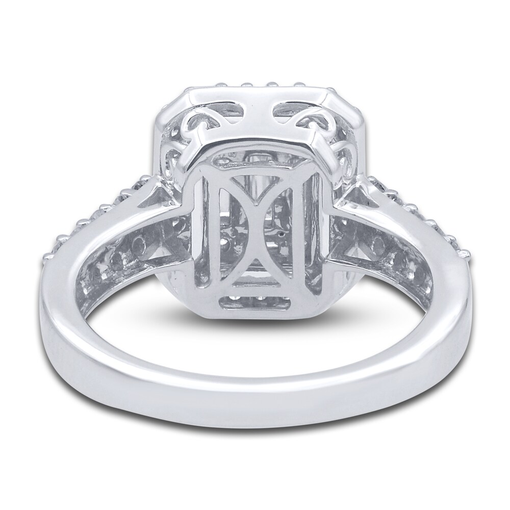 Diamond Engagement Ring 1 ct tw Round/Baguette 14K White Gold Srp7LMW0 Diamond Engagement Ring 1 ct tw Round/Baguette 14K White Gold Srp7LMW0