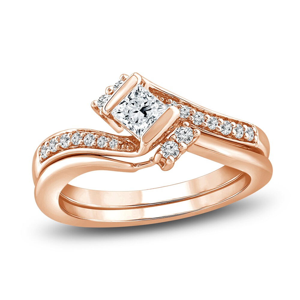 Diamond Bridal Set 1/2 ct tw Princess/Round 14K Rose Gold TACgdgIM Diamond Bridal Set 1/2 ct tw Princess/Round 14K Rose Gold TACgdgIM