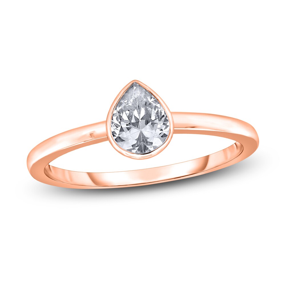 Diamond Solitaire Engagement Ring 1 ct tw Bezel-Set Pear-cut 14K Rose Gold (I2/I) TALyHFku Diamond Solitaire Engagement Ring 1 ct tw Bezel-Set Pear-cut 14K Rose Gold (I2/I) TALyHFku
