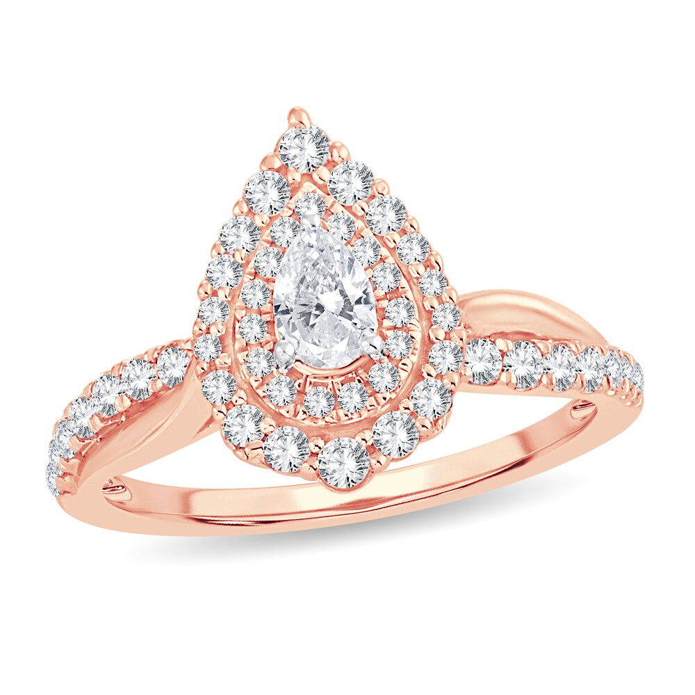 Diamond Ring 3/4 ct tw Pear-shaped 14K Rose Gold TB7jGjTO Diamond Ring 3/4 ct tw Pear-shaped 14K Rose Gold TB7jGjTO