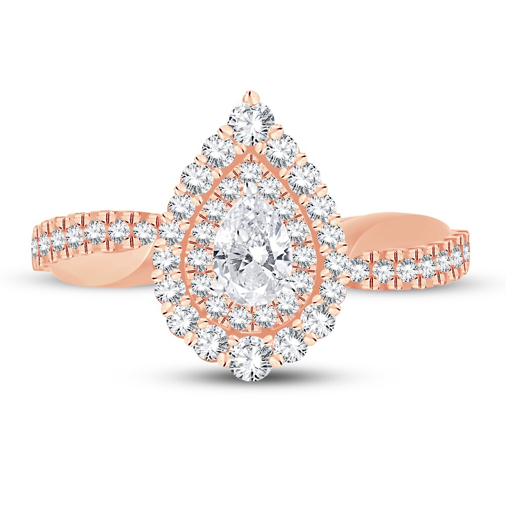 Diamond Ring 3/4 ct tw Pear-shaped 14K Rose Gold TB7jGjTO Diamond Ring 3/4 ct tw Pear-shaped 14K Rose Gold TB7jGjTO