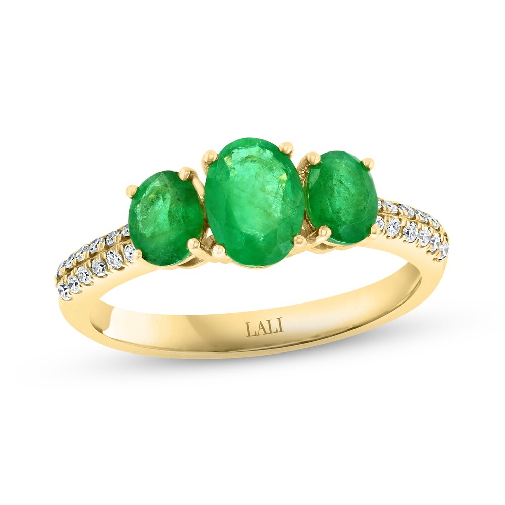 LALI Jewels Natural Emerald Engagement Ring 1/6 ct tw Diamonds 14K Yellow Gold THKkxawt LALI Jewels Natural Emerald Engagement Ring 1/6 ct tw Diamonds 14K Yellow Gold THKkxawt