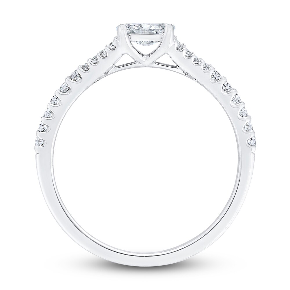 Diamond Engagement Ring 5/8 ct tw Oval/Round 14K White Gold TcDR5DV4