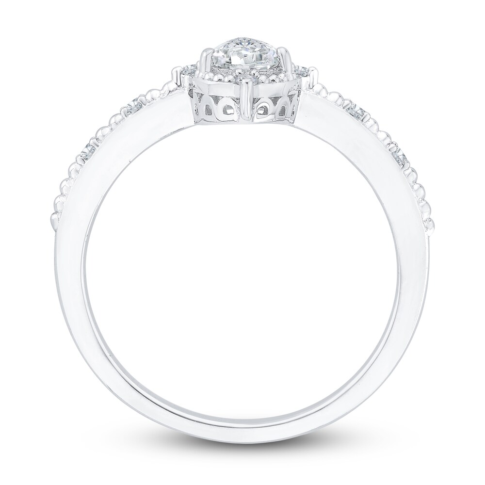 Diamond Engagement Ring 1/2 ct tw Pear-shaped/Round 14K White Gold TdsSYAWt Diamond Engagement Ring 1/2 ct tw Pear-shaped/Round 14K White Gold TdsSYAWt
