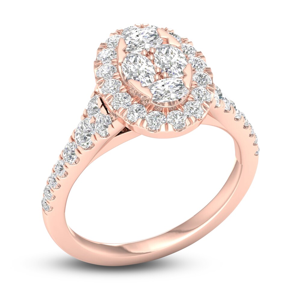 Diamond Engagement Ring 1-1/4 ct tw Oval/Round 14K Rose Gold TfbT8ykI Diamond Engagement Ring 1-1/4 ct tw Oval/Round 14K Rose Gold TfbT8ykI